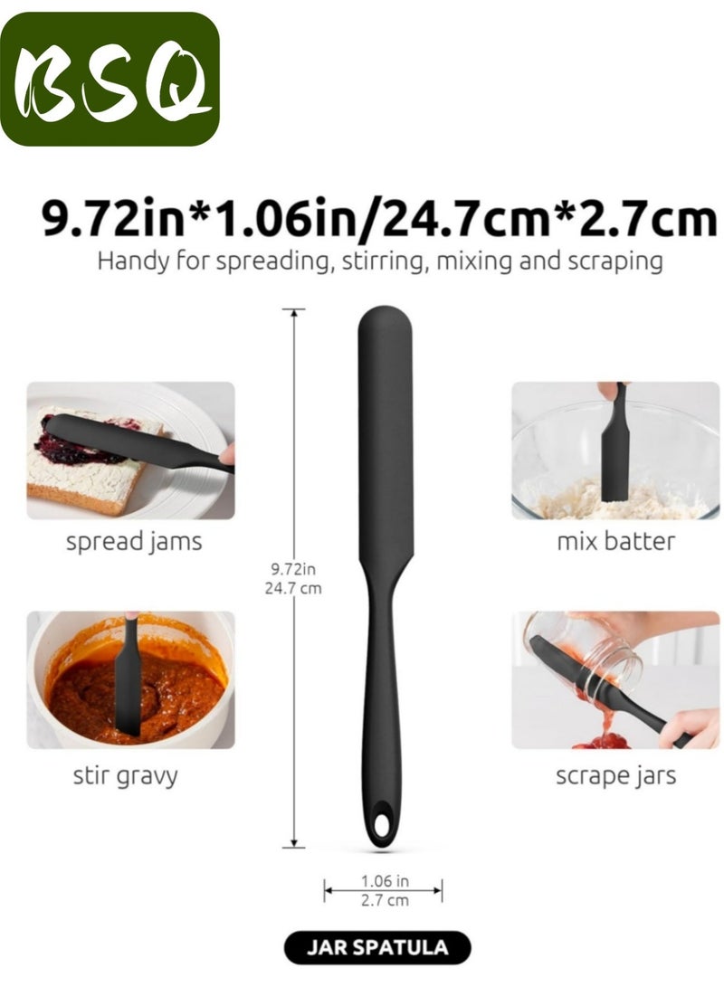 بي إس كيو (عبوة من 4 قطع، أسود) ملاعق سيليكون | أدوات خبز الكيك | ملاعق سيليكون صغيرة | ملاعق طويلة مقاومة للحرارة | مناسبة للمطابخ والخبز وتزيين الكيك. - Image 1